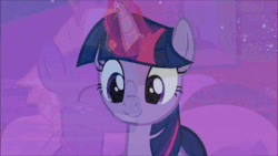 Size: 600x338 | Tagged: safe, imported from derpibooru, screencap, star tracker, twilight sparkle, alicorn, earth pony, pony, once upon a zeppelin, season 7, animated, food, gif, glowing, glowing horn, horn, ice cream, magic, magic aura, telekinesis, twilight sparkle (alicorn), unnamed character, unnamed pony