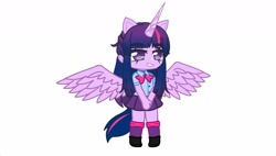 Size: 1972x1124 | Tagged: source needed, safe, imported from derpibooru, twilight sparkle, alicorn, human, female, gacha, gacha club, gacha life, horn, humanized, simple background, smiling, solo, standing, teeth, twilight sparkle (alicorn), white background, wings