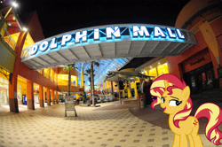 Size: 2048x1360 | Tagged: safe, artist:famousmari5, artist:jaredking779, imported from derpibooru, sunset shimmer, pony, unicorn, equestria girls, female, florida, irl, mall, mare, photo, ponies in real life, solo, sweetwater