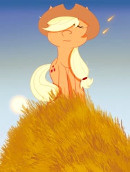 Size: 1668x2224 | Tagged: artist needed, source needed, safe, imported from derpibooru, applejack, earth pony, pony, eyes closed, solo