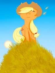 Size: 1668x2224 | Tagged: artist needed, source needed, safe, alternate version, imported from derpibooru, applejack, earth pony, pony, eyes closed, solo