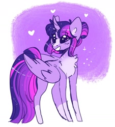 Size: 1689x1872 | Tagged: safe, artist:scarletskitty12, imported from derpibooru, twilight sparkle, alicorn, pony, chest fluff, coat markings, female, heart, mare, simple background, smiling, socks (coat markings), solo, twilight sparkle (alicorn), white background