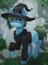 Size: 1170x1575 | Tagged: safe, artist:printik, artist:printpartizan, imported from derpibooru, oc, oc only, pony, unicorn, hat, solo, witch hat