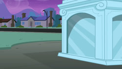 Size: 3072x1727 | Tagged: safe, imported from derpibooru, screencap, equestria girls, equestria girls (movie), house, lamppost, night, no pony, statue