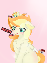 Size: 1080x1439 | Tagged: safe, artist:sodapop sprays, imported from derpibooru, oc, oc only, oc:sodapop sprays, pegasus, pony, bricc, chest fluff, ear fluff, mlem, pegasus oc, silly, simple background, sitting, tongue out