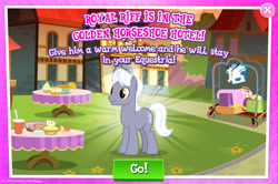 Size: 1965x1304 | Tagged: safe, imported from derpibooru, royal riff, earth pony, pony, advertisement, background character, background pony, english, gameloft, male, mobile game, my little pony: magic princess, official, solo, solo focus, stallion, text