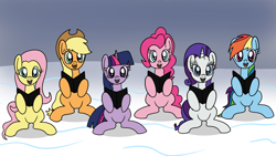 Size: 1920x1080 | Tagged: safe, artist:platinumdrop, imported from derpibooru, applejack, fluttershy, pinkie pie, rainbow dash, rarity, twilight sparkle, caroling, cute, mane six, request