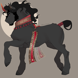 Size: 2000x2000 | Tagged: safe, artist:ghoulhowls, imported from derpibooru, king sombra, unicorn, accessory, alternate design, ear piercing, earring, facial hair, jewelry, male, piercing, short tail, simple background, tail, unshorn fetlocks