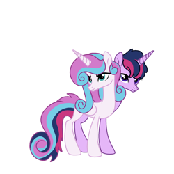 Size: 1978x1978 | Tagged: safe, imported from derpibooru, princess flurry heart, oc, alicorn, pony, concave belly, conjoined, conjoined twins, female, magical lesbian spawn, offspring, parent:princess cadance, parent:twilight sparkle, simple background, slim, smiling, smirk, smug, thin, transparent background