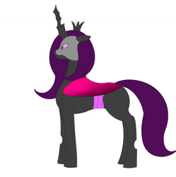 Size: 1359x1365 | Tagged: safe, artist:saint boniface, imported from derpibooru, oc, oc only, changeling, changeling queen, changeling queen oc, female, mare, purple changeling, simple background, solo, white background