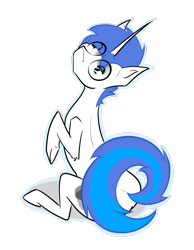 Size: 2975x3825 | Tagged: safe, artist:bumskuchen, imported from derpibooru, oc, oc only, oc:shifting gear, pony, unicorn, derp, multicolored tail, no mouth, simple background, sitting, solo, spine, tail, transparent background