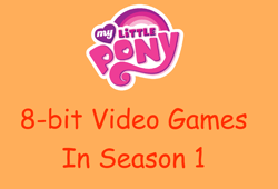 Size: 1198x816 | Tagged: safe, artist:hasbropreschool1983, imported from derpibooru, season 1, 8-bit, g4, logo, my little pony logo, no pony, orange background, red text, simple background, video game