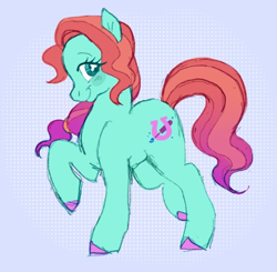 Size: 660x646 | Tagged: safe, artist:saddleup4love, imported from derpibooru, earth pony, pony, blushing, cute, female, g5, jazz hooves, jazzibetes, looking at you, mare, raised hoof, raised leg, smiling, solo