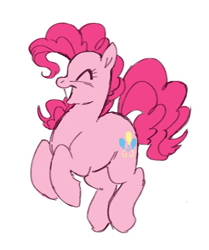 Size: 614x733 | Tagged: safe, artist:saddleup4love, imported from derpibooru, pinkie pie, earth pony, pony, eyes closed, female, g4, grin, mare, pronking, simple background, smiling, solo, white background