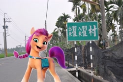 Size: 3553x2360 | Tagged: safe, imported from derpibooru, sunny starscout, earth pony, pony, chinese, g5, irl, photo, pingtung, ponies in real life, solo, taiwan, translation request