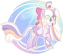 Size: 2112x1816 | Tagged: safe, artist:pastelnightyt, imported from derpibooru, oc, oc only, oc:twilight dawn, alicorn, pony, bow, colored wings, female, glasses, hair bow, mare, simple background, solo, transparent background, two toned wings, wings