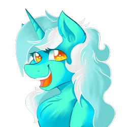 Size: 2000x2000 | Tagged: safe, artist:dankpegasista, imported from derpibooru, lyra heartstrings, pony, unicorn, background pony, big smile, bust, chest fluff, colored, digital art, eyelashes, female, heart, heart eyes, highlights, lineart, long mane, looking at you, mare, orange eyes, png, portrait, shading, simple background, solo, teeth, transparent background, wingding eyes