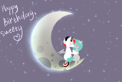 Size: 3000x2000 | Tagged: safe, artist:wacky-skiff, imported from derpibooru, oc, oc only, pegasus, pony, unicorn, crescent moon, duo, kissing, moon, tangible heavenly object