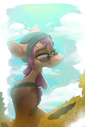 Size: 1080x1612 | Tagged: safe, artist:wacky-skiff, imported from derpibooru, sunny starscout, earth pony, pony, beanie, female, g5, glasses, hat, mare, solo