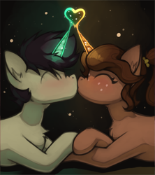 Size: 1150x1297 | Tagged: safe, artist:marsminer, imported from derpibooru, oc, oc only, oc:daisy, oc:keith, pony, unicorn, pony town, duo, eyes closed, kiss on the lips, kissing