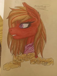 Size: 3120x4160 | Tagged: safe, artist:inm4te-art, imported from derpibooru, oc, oc only, oc:sweet song, earth pony, bandana, fallout equestria: demoniac, traditional art