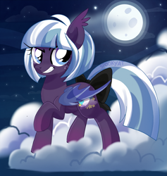 Size: 2381x2508 | Tagged: safe, artist:spookyle, imported from derpibooru, oc, oc only, oc:moonlit mist, bat pony, pony, bat pony oc, bow, cloud, female, mare, solo, tail, tail bow