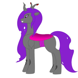 Size: 1000x1000 | Tagged: safe, artist:saint boniface, imported from derpibooru, oc, oc only, changeling, changeling oc, changeling princess, concave belly, female, mare, purple changeling, simple background, solo, white background