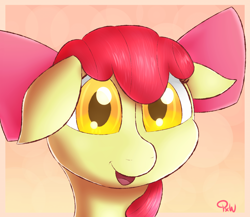 Size: 1920x1664 | Tagged: safe, artist:ponyxwright, imported from derpibooru, apple bloom, earth pony, pony, bust, female, filly, floppy ears, foal, portrait, simple background, solo