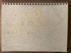 Size: 4032x3024 | Tagged: safe, artist:thor-disciple, applejack, diamond tiara, scootaloo, sweetie belle, earth pony, pegasus, pony, unicorn, happy, laughing, singing, smiling, traditional art