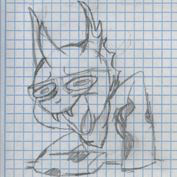 Size: 564x564 | Tagged: safe, artist:alejandrogmj, imported from derpibooru, oc, oc only, oc:alejandrogmj, changeling, base used, changeling oc, glasses, graph paper, meme, sketch, solo, traditional art, wheeze