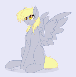 Size: 1916x1928 | Tagged: safe, artist:sparkie45, imported from derpibooru, derpy hooves, pegasus, pony, :o, animated, blinking, gray background, open mouth, simple background, sitting, solo, spread wings, wings