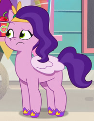 Size: 974x1255 | Tagged: safe, imported from derpibooru, screencap, pipp petals, pegasus, pony, spoiler:g5, spoiler:my little pony: tell your tale, spoiler:tyts01e41, a day in the life, adorapipp, confused, cropped, cute, female, g5, hoof polish, my little pony: tell your tale, smoothie, solo