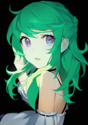 Size: 448x640 | Tagged: safe, editor:luckreza8, imported from derpibooru, wallflower blush, human, equestria girls, ai content, ai generated, anime, black background, cute, female, generator:pinegraph, simple background, solo