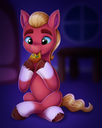 Size: 2080x2600 | Tagged: safe, artist:malarkey, imported from derpibooru, sprout cloverleaf, earth pony, pony, crossed legs, cute, daily sprout, eating, food, g5, herbivore, male, pizza, solo, sproutbetes, stallion