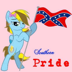 Size: 431x433 | Tagged: safe, artist:lucky bolt, imported from derpibooru, oc, oc only, oc:lucky bolt, pegasus, pony, 1000 hours in ms paint, base, base used, bipedal, bow, bowtie, confederate, confederate flag, female, flag, hair bow, mare, pegasus oc, politics, solo, standing