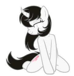 Size: 4171x4307 | Tagged: safe, artist:equestria secret guard, imported from derpibooru, oc, oc only, oc:taoyvfei, pony, unicorn, bedroom eyes, belly button, female, horn, kneeling, looking at you, mare, sexy, shoulder, simple background, solo, transparent background, unicorn oc, vector