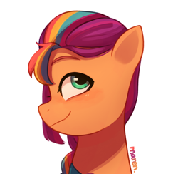 Size: 2200x2151 | Tagged: safe, artist:maren, imported from derpibooru, sunny starscout, earth pony, pony, female, g5, high res, mare, simple background, solo, white background