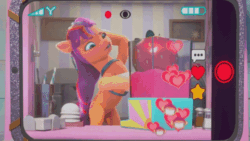 Size: 520x293 | Tagged: safe, imported from derpibooru, screencap, sunny starscout, earth pony, pony, spoiler:my little pony: make your mark, spoiler:my little pony: make your mark chapter 2, spoiler:myms01e01, animated, blender (object), cellphone, coat markings, cute, emoji, falling, female, food, funny, g5, giant food, giant produce, implied pipp petals, izzy does it, karate chop, livestream, mare, my little pony: make your mark, my little pony: make your mark chapter 2, offscreen character, phone, recording, smartphone, socks (coat markings), strawberry, sunnybetes