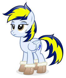 Size: 1110x1304 | Tagged: safe, artist:devfield, imported from derpibooru, oc, oc only, oc:huracata, pegasus, pony, boots, clothes, female, folded wings, mare, pegasus oc, shading, shadow, shoes, simple background, solo, tail, transparent background, two toned mane, two toned tail, unamused, wings