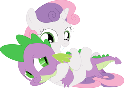 Size: 3508x2492 | Tagged: safe, artist:porygon2z, imported from derpibooru, spike, sweetie belle, dragon, pony, unicorn, cuddling, cute, daaaaaaaaaaaw, diasweetes, duo, female, filly, foal, happy, hnnng, hug, male, shipping, simple background, smiling, spikabetes, spikebelle, straight, transparent background, vector