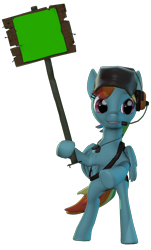 Size: 1302x2160 | Tagged: safe, imported from derpibooru, rainbow dash, /mlp/ tf2 general, 3d, conscientious objector, green screen, hat, on hind legs, scout, simple background, source filmmaker, transparent background