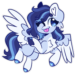 Size: 1570x1526 | Tagged: safe, artist:moccabliss, imported from derpibooru, oc, oc:azure, pegasus, pony, female, heart ears, mare, pegasus oc, simple background, solo, tongue out, transparent background, wings