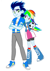 Size: 924x1300 | Tagged: safe, artist:mlplary6, imported from derpibooru, rainbow dash, soarin', equestria girls, ball, female, looking at each other, looking at someone, male, shipping, simple background, smiling, smiling at each other, soarindash, straight, transparent background, vector