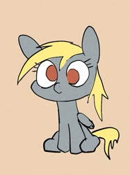 Size: 477x637 | Tagged: safe, artist:noupu, imported from derpibooru, derpy hooves, pegasus, pony, brown background, no pupils, simple background, sitting, solo