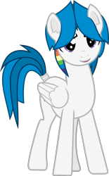 Size: 1313x2113 | Tagged: safe, artist:frownfactory, imported from derpibooru, oc, oc:stratagem, pegasus, pony, derpibooru community collaboration, 2023 community collab, blue mane, blue tail, male, pegasus oc, purple eyes, simple background, solo, stallion, tail, tail wrap, transparent background, vector, wings