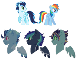 Size: 638x485 | Tagged: safe, artist:inkprism, imported from derpibooru, rainbow dash, soarin', oc, pegasus, pony, base used, bust, female, floating wings, male, mare, offspring, parent:rainbow dash, parent:soarin', parents:soarindash, pegasus oc, raised hoof, simple background, stallion, transparent background, wings