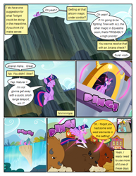 Size: 612x792 | Tagged: safe, artist:newbiespud, edit, edited screencap, imported from derpibooru, screencap, discord, twilight sparkle, alicorn, draconequus, pony, comic:friendship is dragons, twilight's kingdom, comic, dialogue, male, onomatopoeia, outdoors, screencap comic, smiling, twilight sparkle (alicorn)