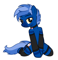 Size: 4370x4510 | Tagged: safe, artist:equestria secret guard, imported from derpibooru, oc, oc only, oc:dark straw, hybrid, pony, zebra, zony, bedroom eyes, belly button, clothes, female, hoofless socks, jewelry, kneeling, latex, latex socks, looking at you, mare, neck rings, necklace, sexy, shoulder, simple background, socks, solo, transparent background, vector, zebra oc, zony oc