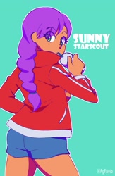 Size: 1270x1944 | Tagged: safe, artist:agfavio, imported from derpibooru, sunny starscout, human, equestria girls, ass, butt, female, g5, smoothie, solo