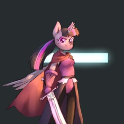 Size: 1340x1340 | Tagged: safe, artist:haku nichiya, imported from derpibooru, twilight sparkle, anthro, female, solo, sword, weapon